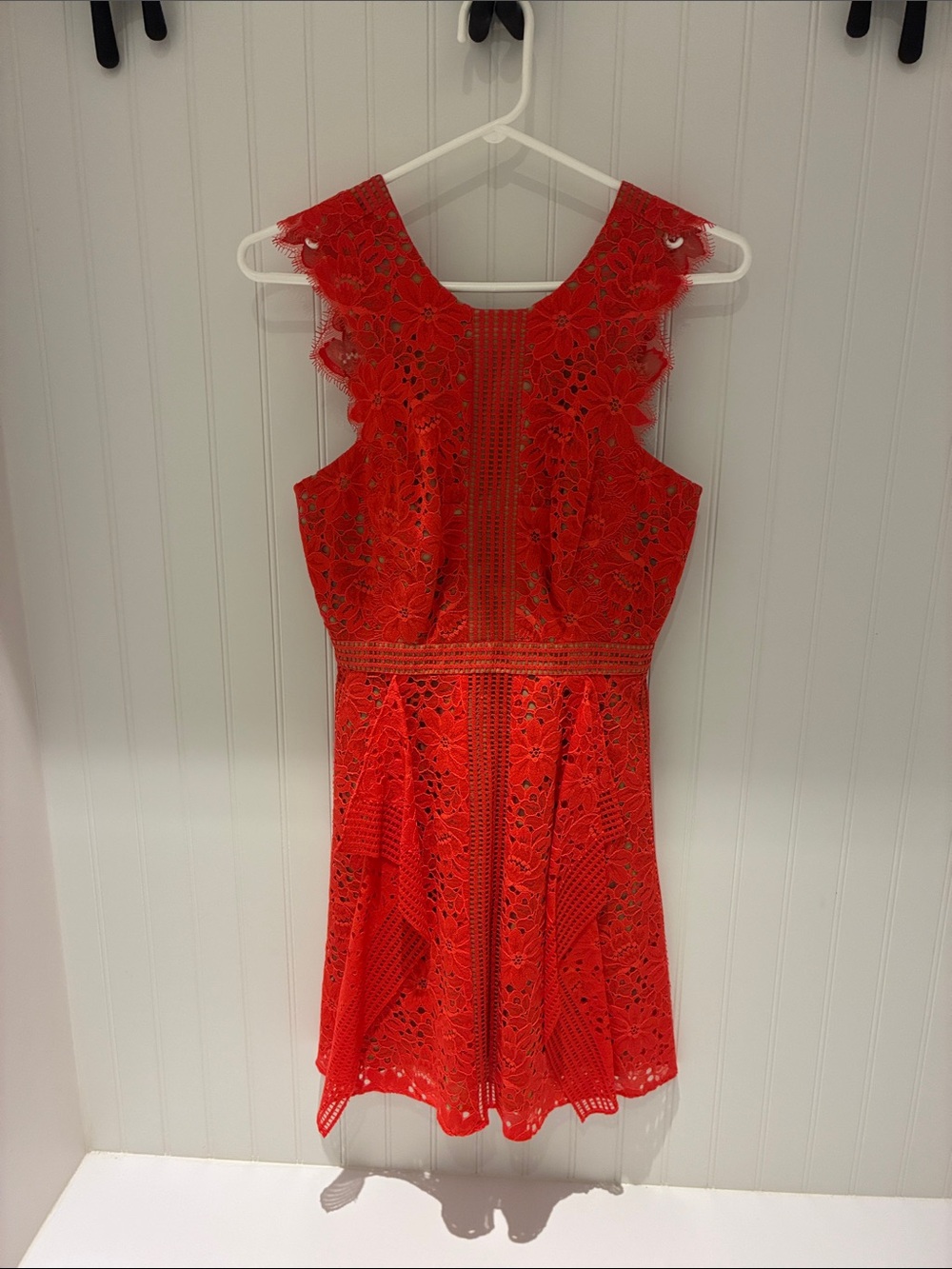 BCBG Red Lace Fit-and-Flare Dress